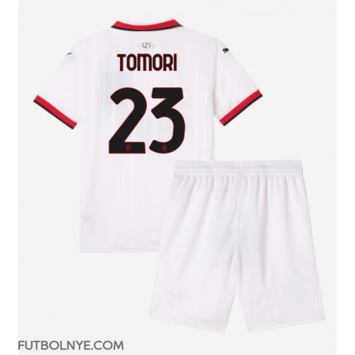 Camiseta AC Milan Fikayo Tomori #23 Visitante Equipación para niños 2024-25 manga corta (+ pantalones cortos)